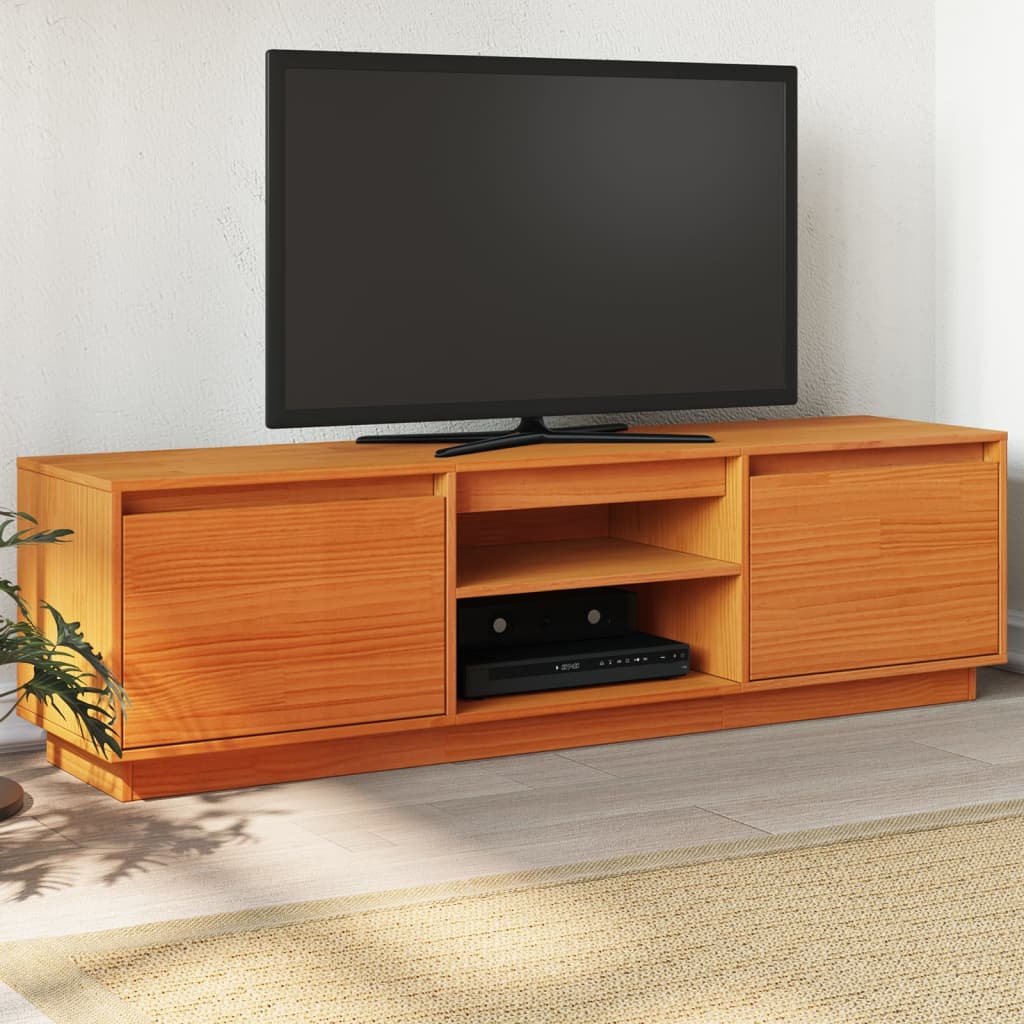 TV-Schrank Wachsbraun 140x35x40 cm Massivholz Kiefer