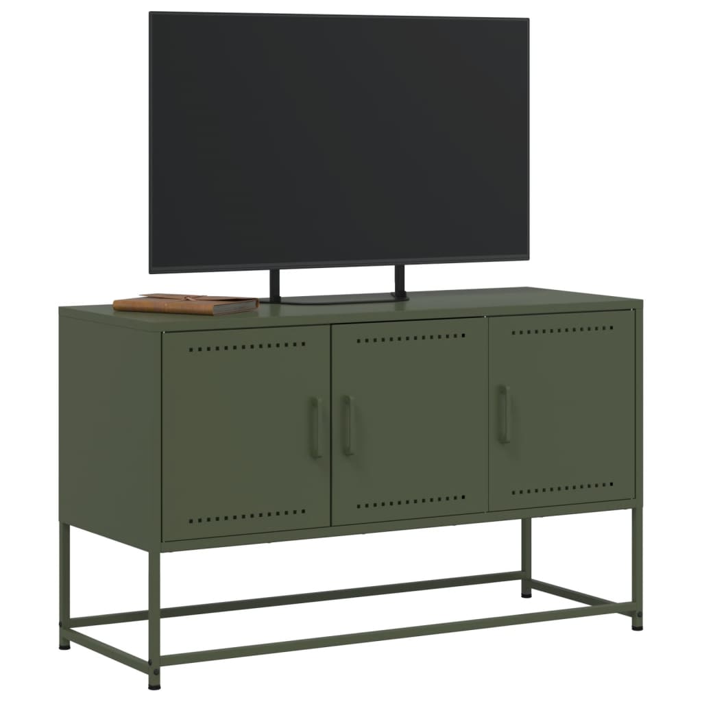 TV-Schrank Olivgrün 100,5x39x60,5 cm Stahl