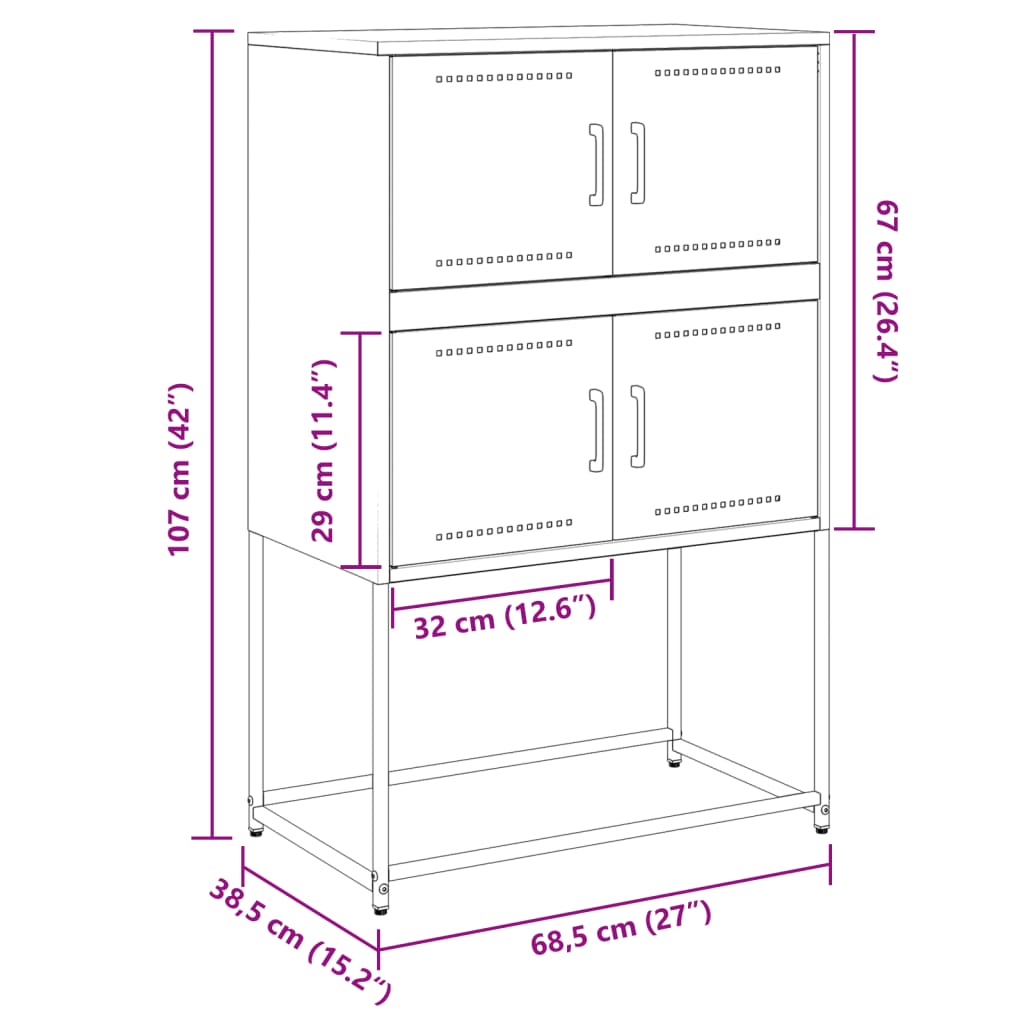 Sideboard Anthrazit 68,5x38,5x107 cm Stahl