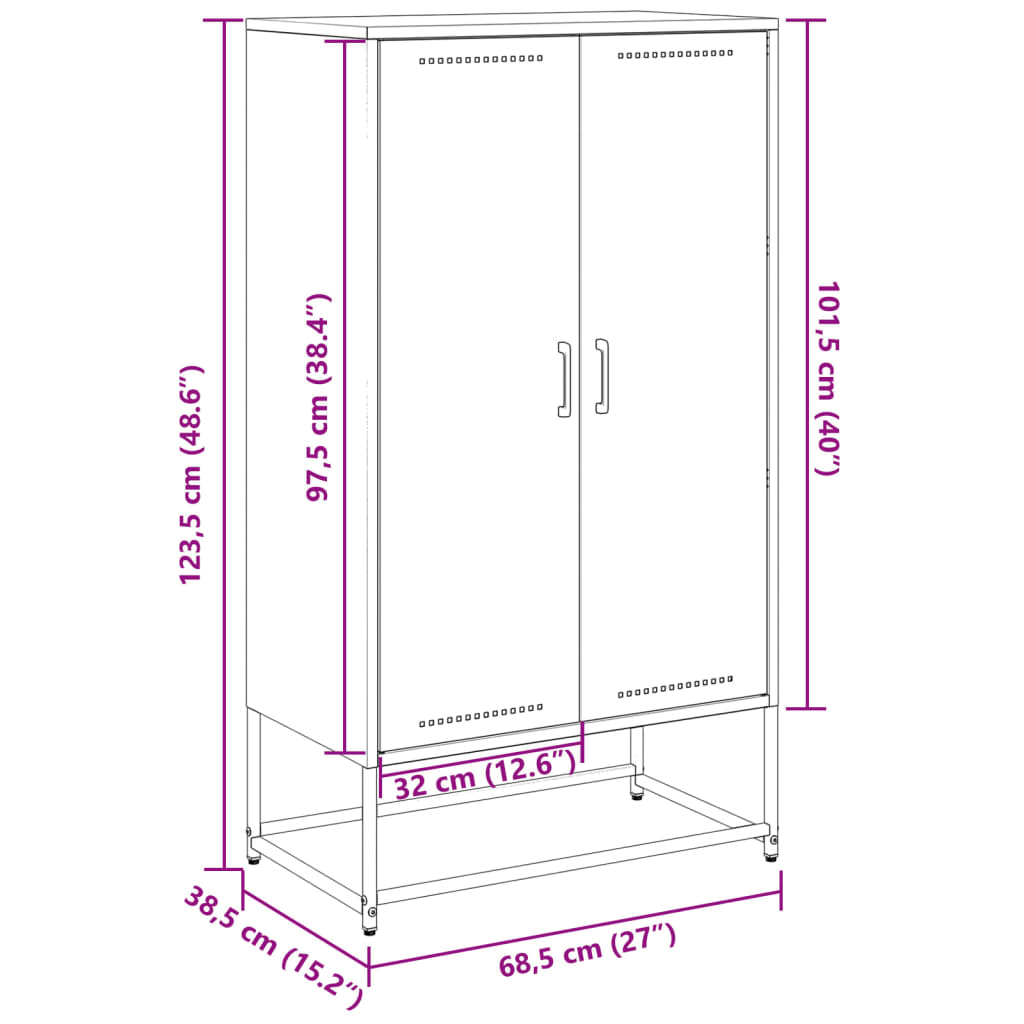 Highboard Schwarz 68,5x38,5x123,5 cm Stahl