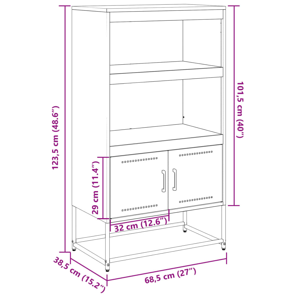 Highboard Senfgelb 68,5x38,5x123,5 cm Stahl