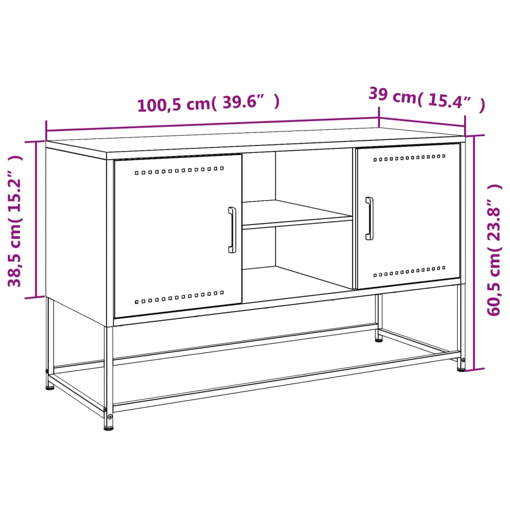 TV-Schrank Schwarz 100,5x39x60,5 cm Stahl