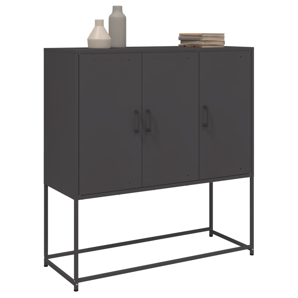 Highboard Schwarz 100,5x39x107 cm Stahl