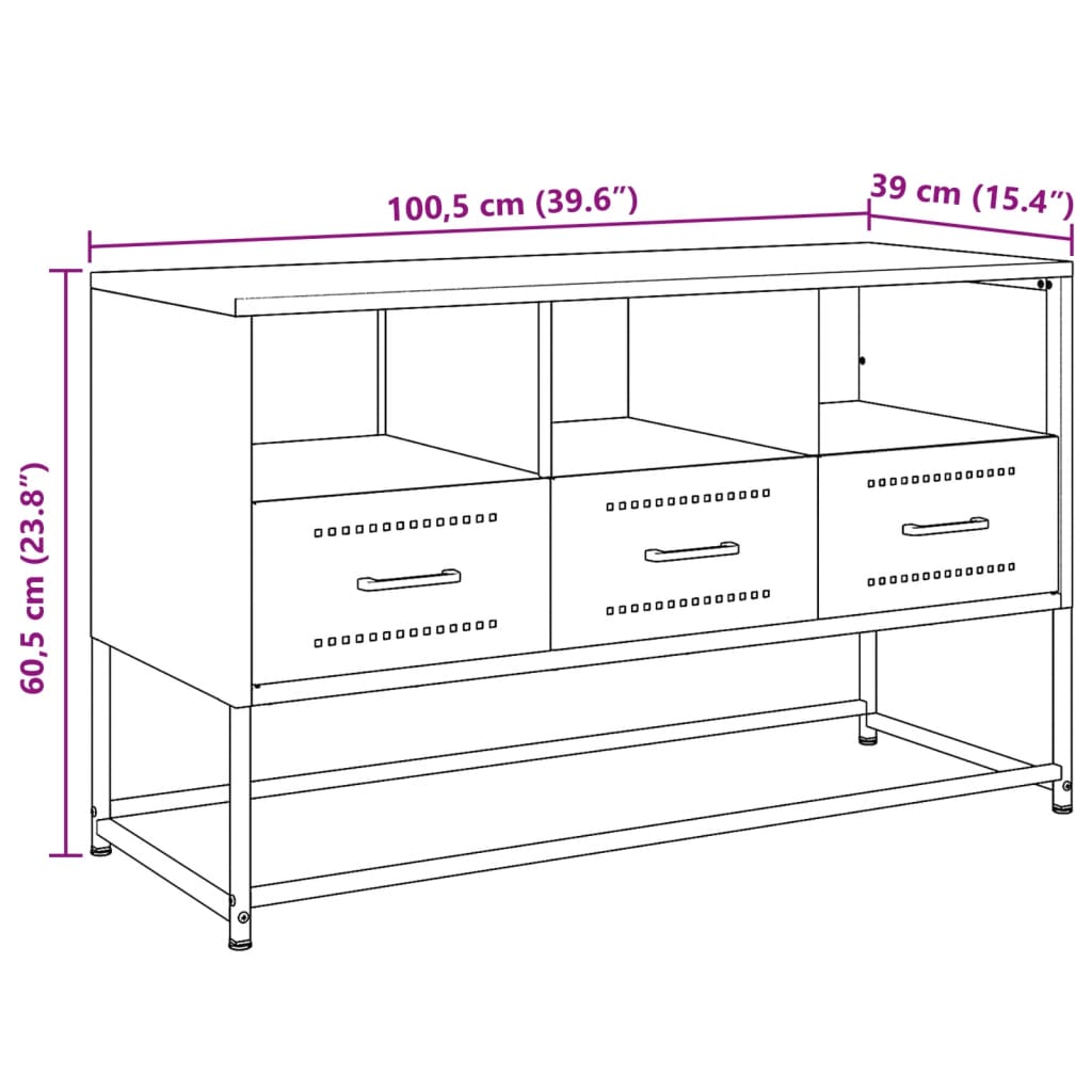 TV-Schrank Weiß 100,5x39x60,5 cm Stahl