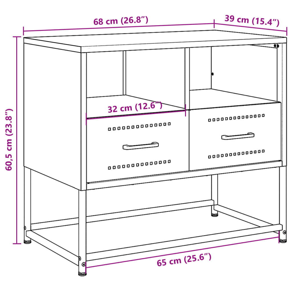 TV-Schrank Weiß 68x39x60,5 cm Stahl