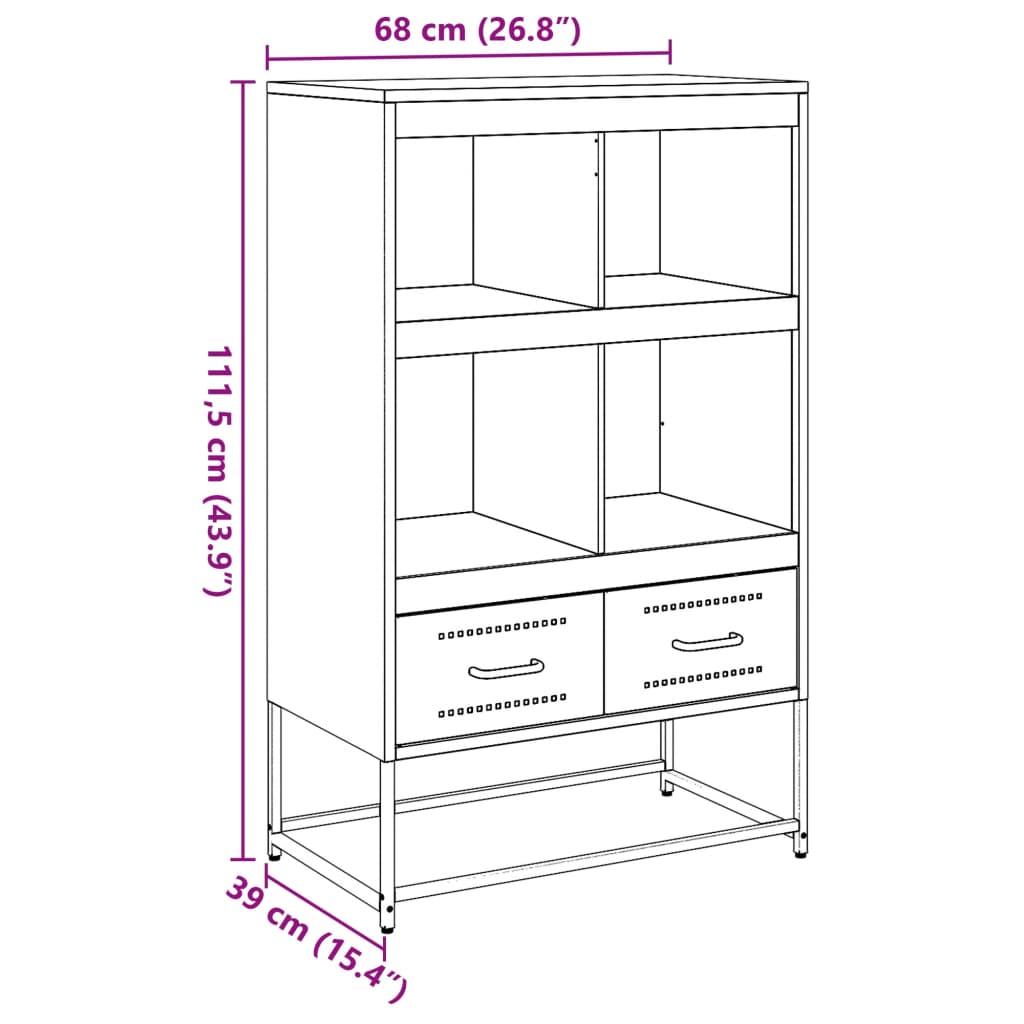 vidaXL Highboard Schwarz 68x39x111,5 cm Stahl