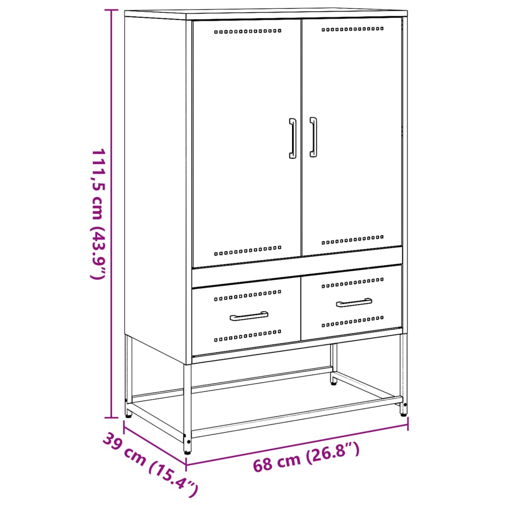 vidaXL Highboard Schwarz 68x39x111,5 cm Stahl