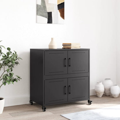 vidaXL Sideboard Schwarz 68x39x72 cm Stahl