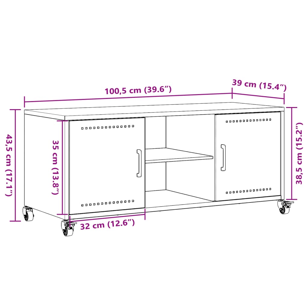 TV-Schrank Senfgelb 100,5x39x43,5 cm Stahl