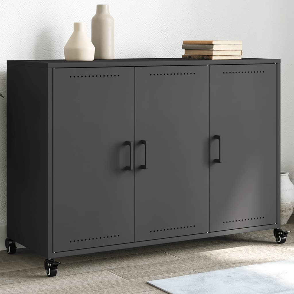 vidaXL Sideboard Schwarz 100,5x39x72 cm Stahl