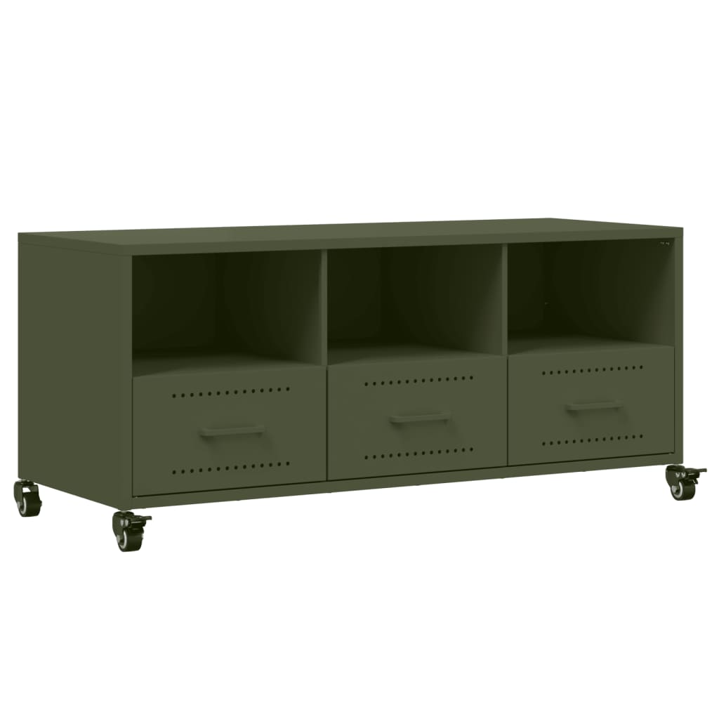 TV-Schrank Olivgrün 100,5x39x43,5 cm Stahl