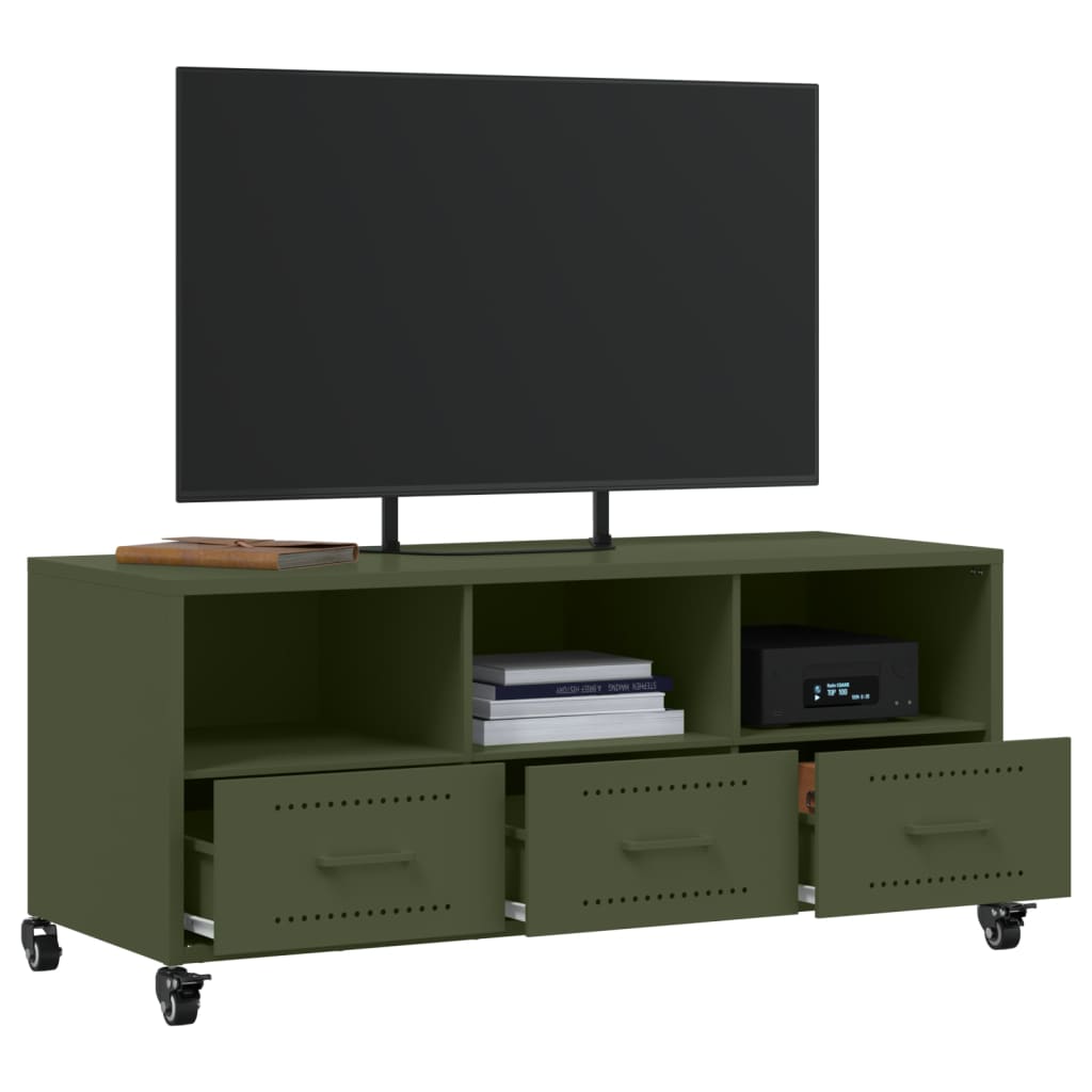 TV-Schrank Olivgrün 100,5x39x43,5 cm Stahl