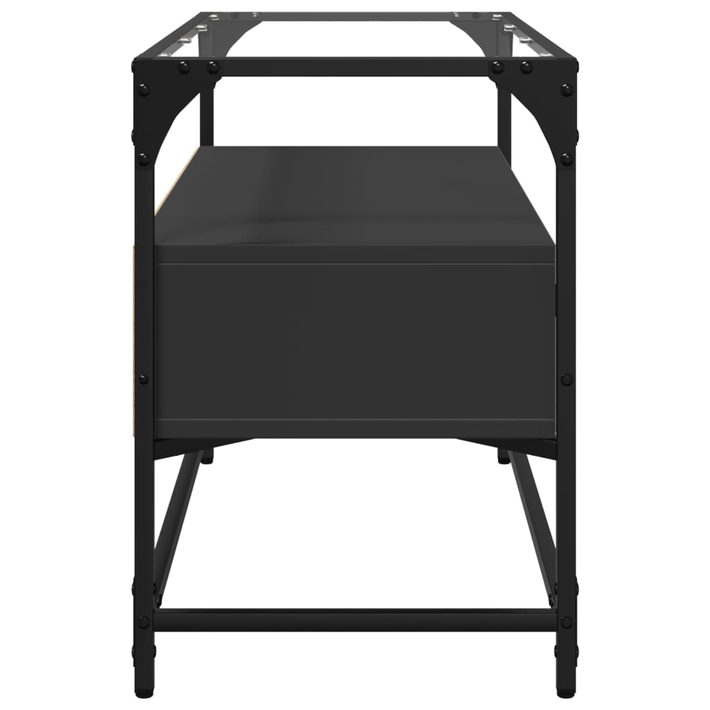 TV-Schrank mit Glasplatte Schwarz 80x35x51 cm Holzwerkstoff