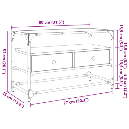 TV-Schrank mit Glasplatte Schwarz 80x35x51 cm Holzwerkstoff