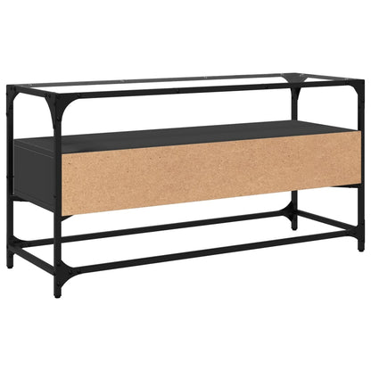 TV-Schrank mit Glasplatte Schwarz 98x35x51 cm Holzwerkstoff