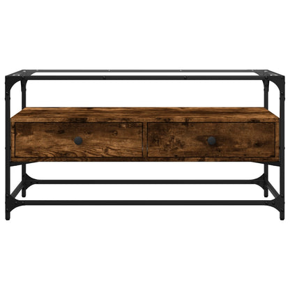 TV-Schrank mit Glasplatte Räuchereiche 98x35x51cm Holzwerkstoff