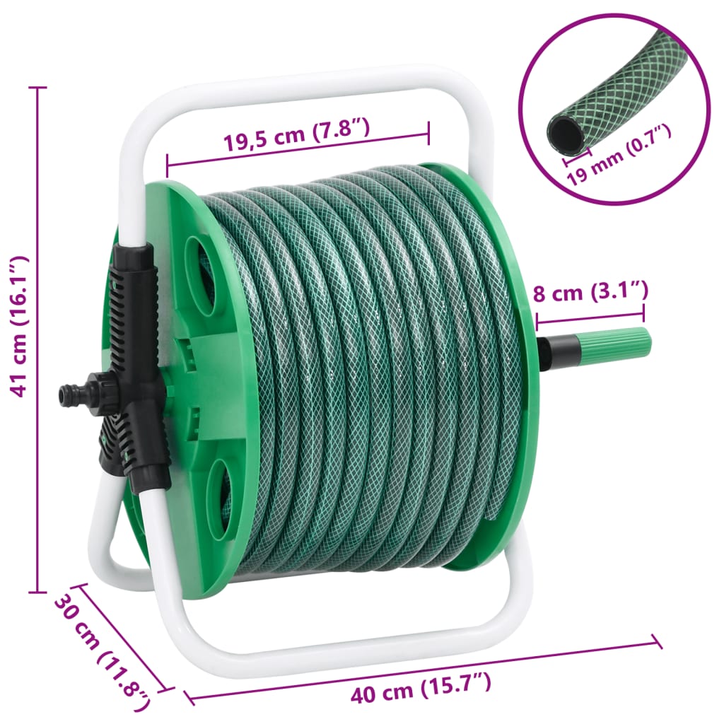 Schlauchtrommel Freistehend mit Schlauchanschluss-Set 0,75" 20m