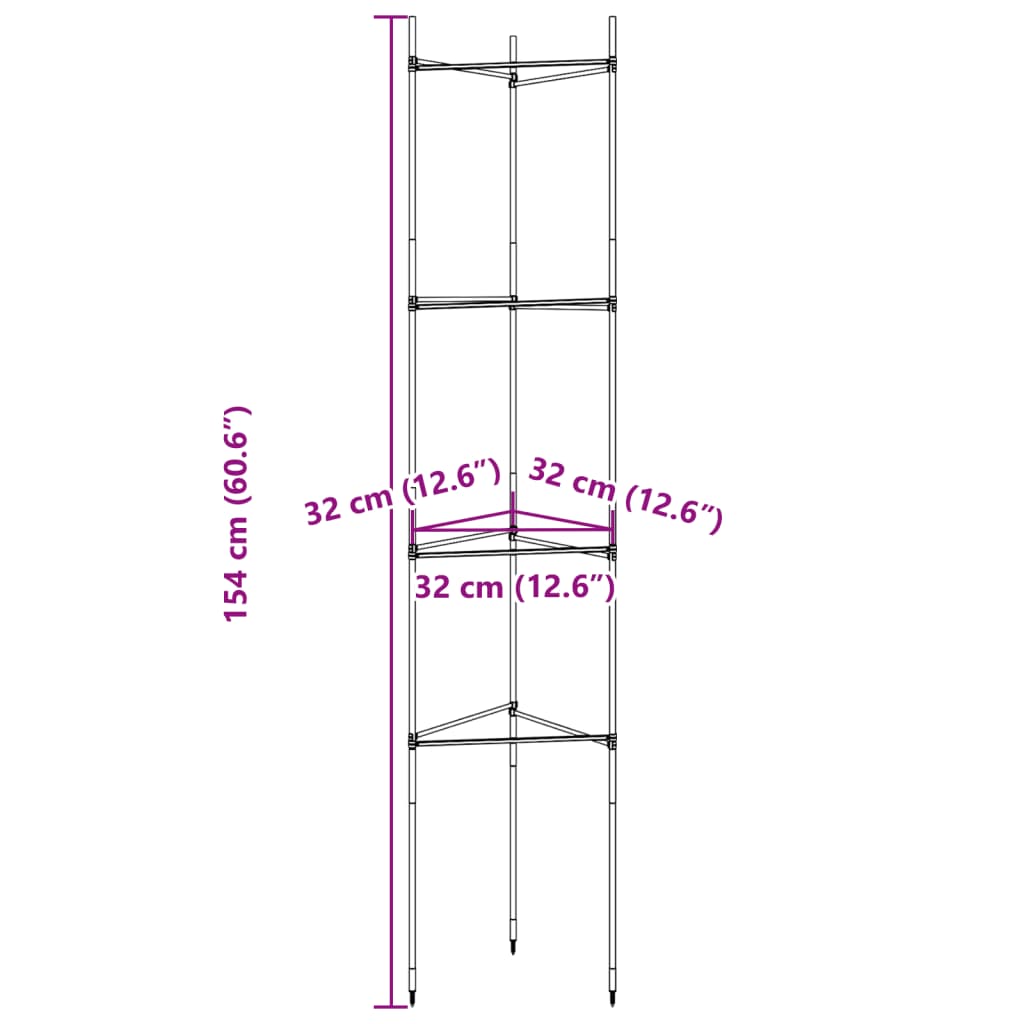 Tomatenkäfige 4 Stk. 154 cm Stahl und PP