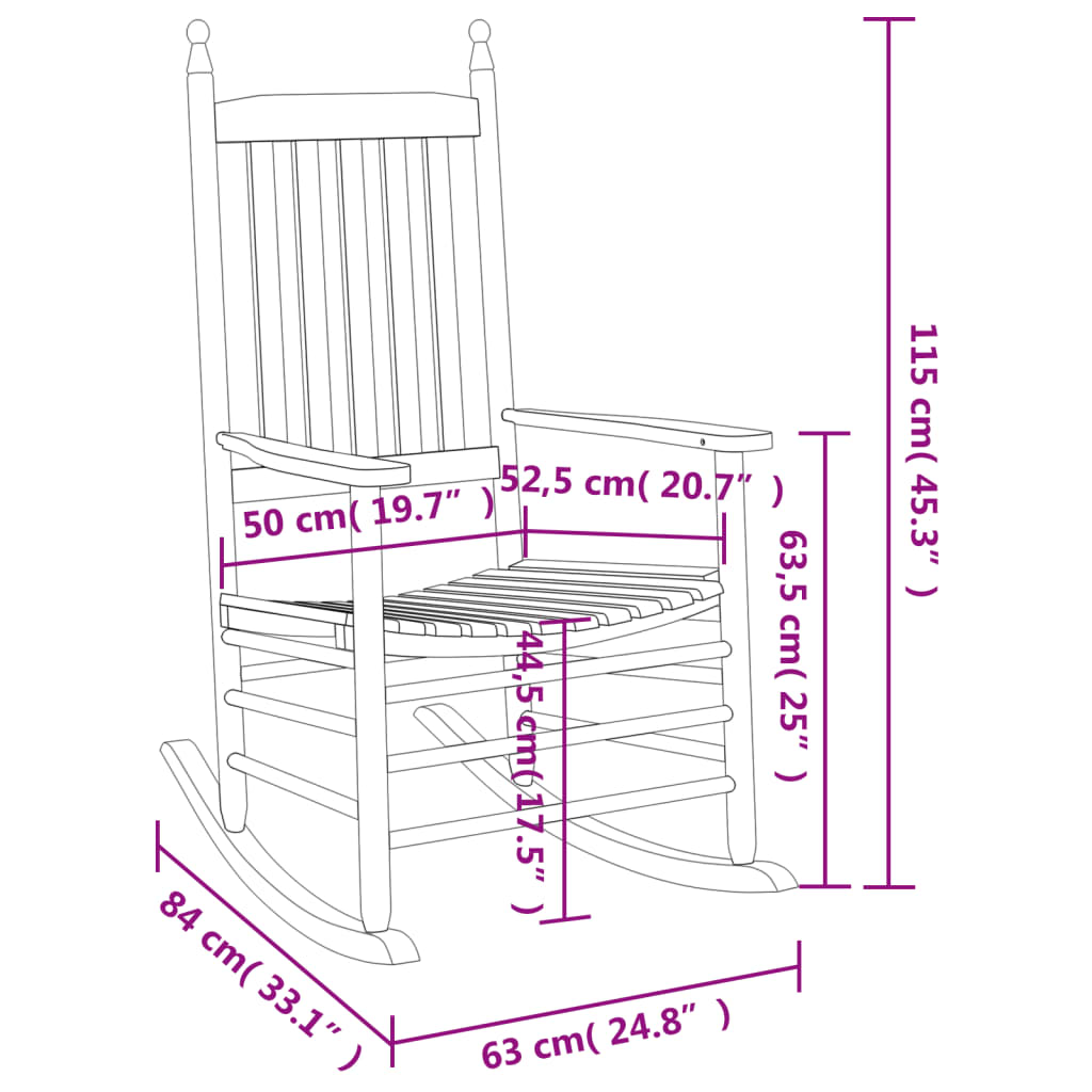 Schaukelstühle mit Gebogenen Sitzen 2 Stk. Braun Pappelholz