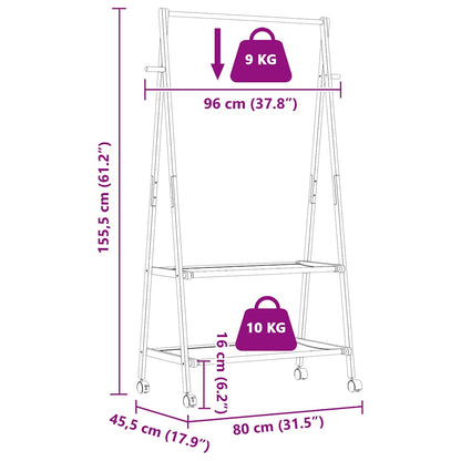 Kleiderständer mit Ablagen und Rollen 96x45,5x155,5 cm Bambus