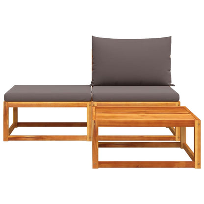 3-tlg. Gartensofa-Set mit Kissen Holz Akazie & Rattan