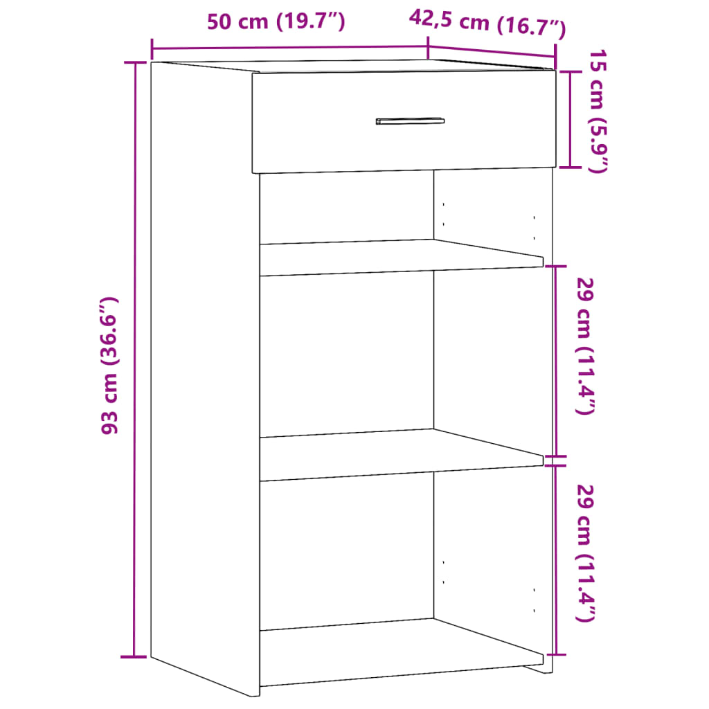 Sideboard Räuchereiche 50x42,5x93 cm Holzwerkstoff