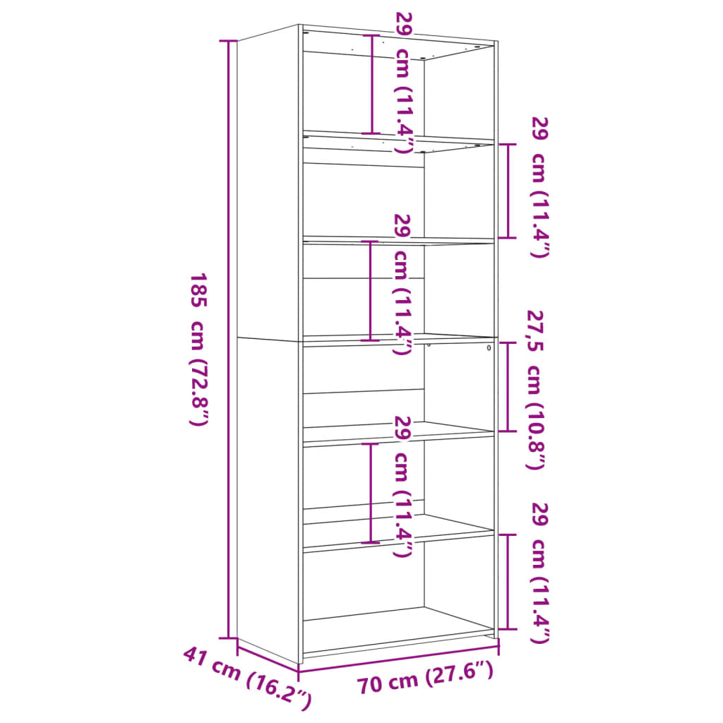 Highboard Schwarz 70x41x185 cm Holzwerkstoff