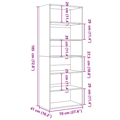 Highboard Schwarz 70x41x185 cm Holzwerkstoff