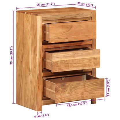 Schubladenschrank 55x33x75 cm Massivholz Akazie