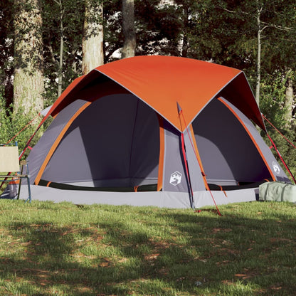 Campingzelt 4 Personen Grau und Orange Wasserdicht