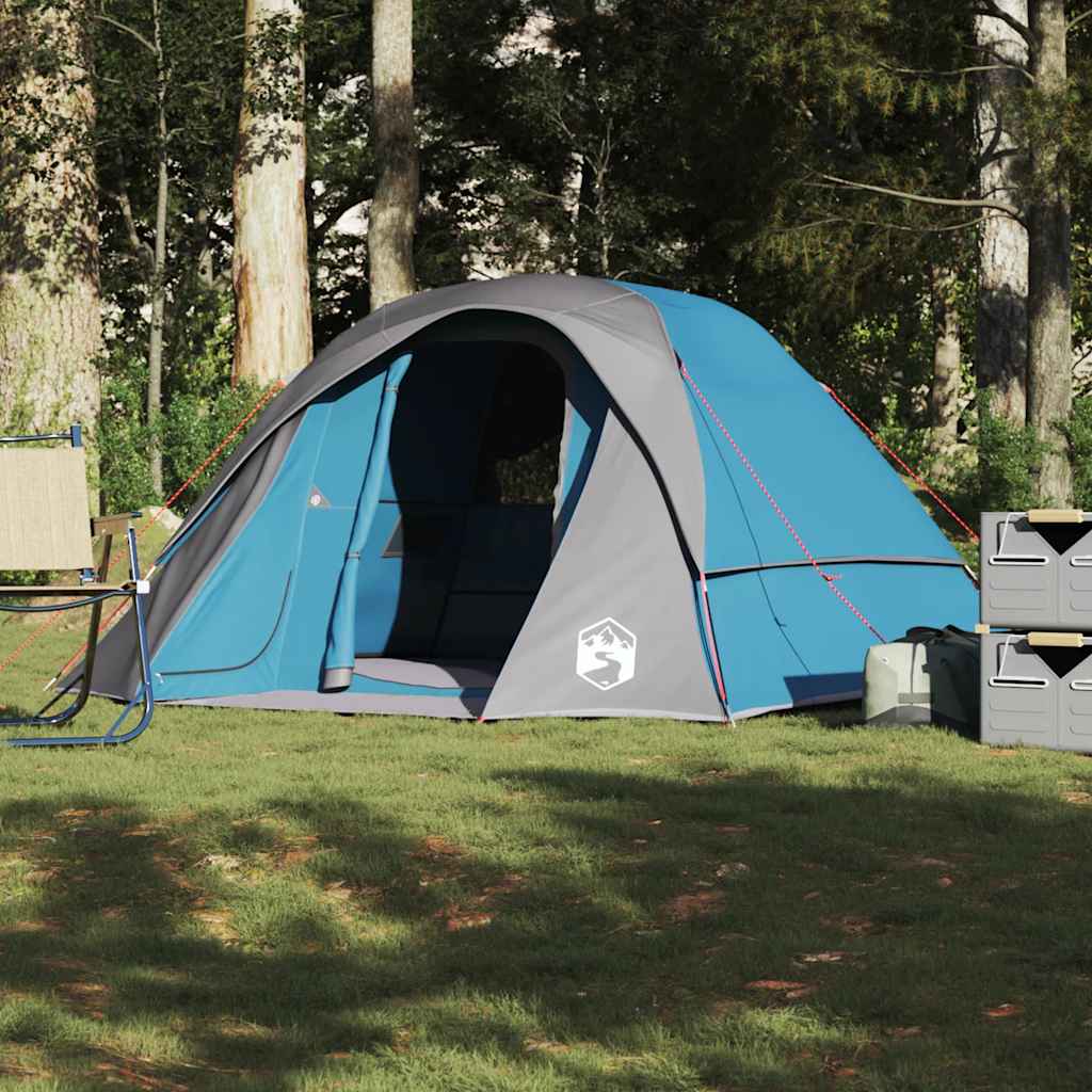 Campingzelt 4 Personen Blau Wasserdicht