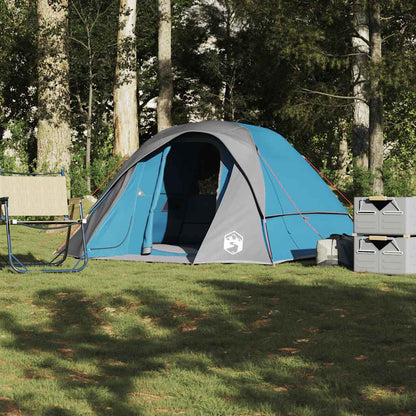 Campingzelt 4 Personen Blau Wasserdicht