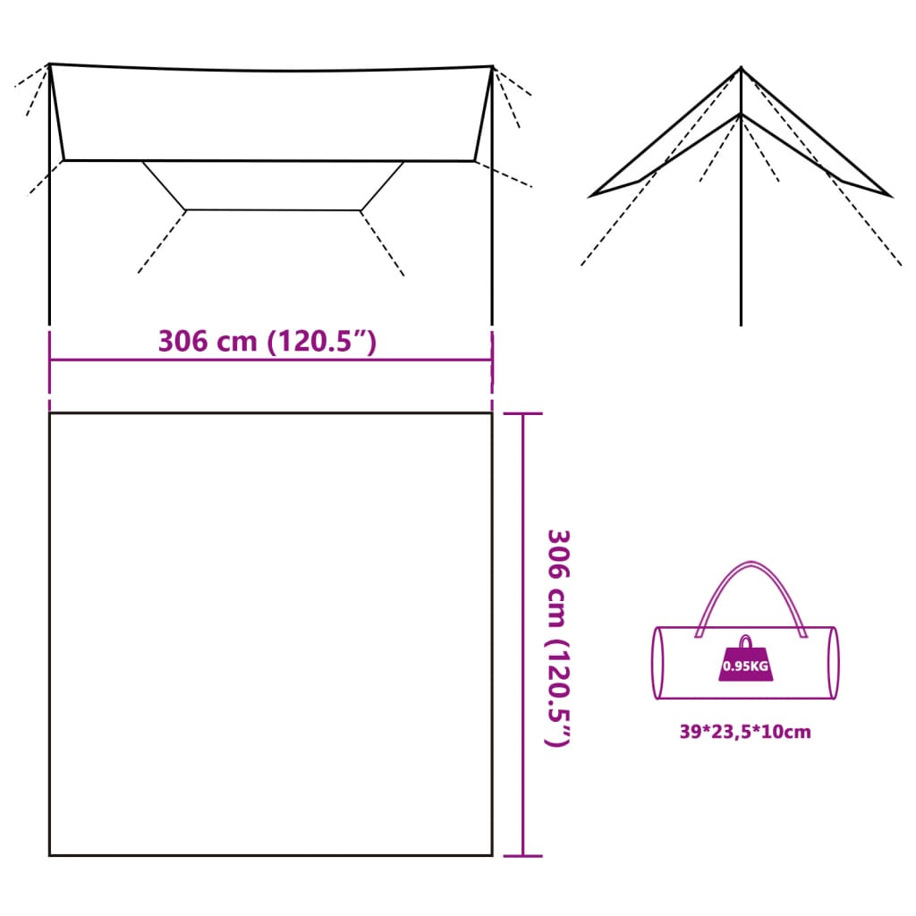 Tarp Olivgrün 306x306 cm Wasserdicht