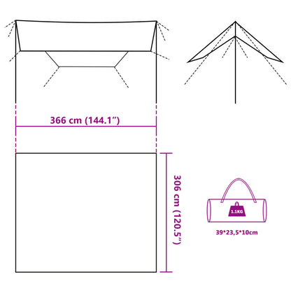 Tarp Olivgrün 366x306 cm Wasserdicht