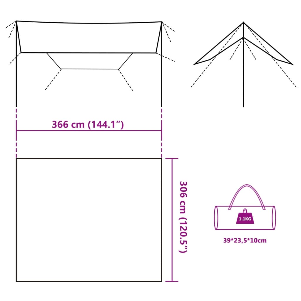 Tarp Tarnmuster 366x306 cm Wasserdicht