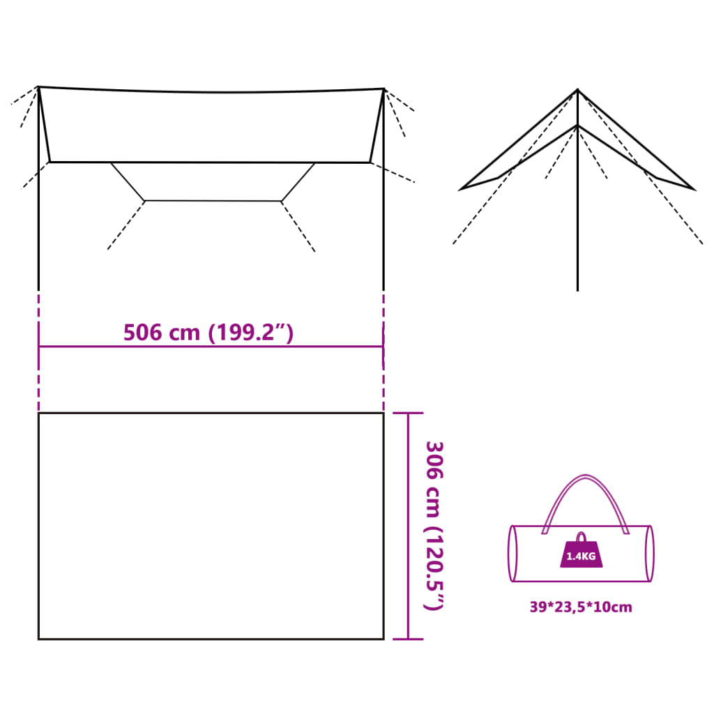 Tarp Olivgrün 506x306 cm Wasserdicht