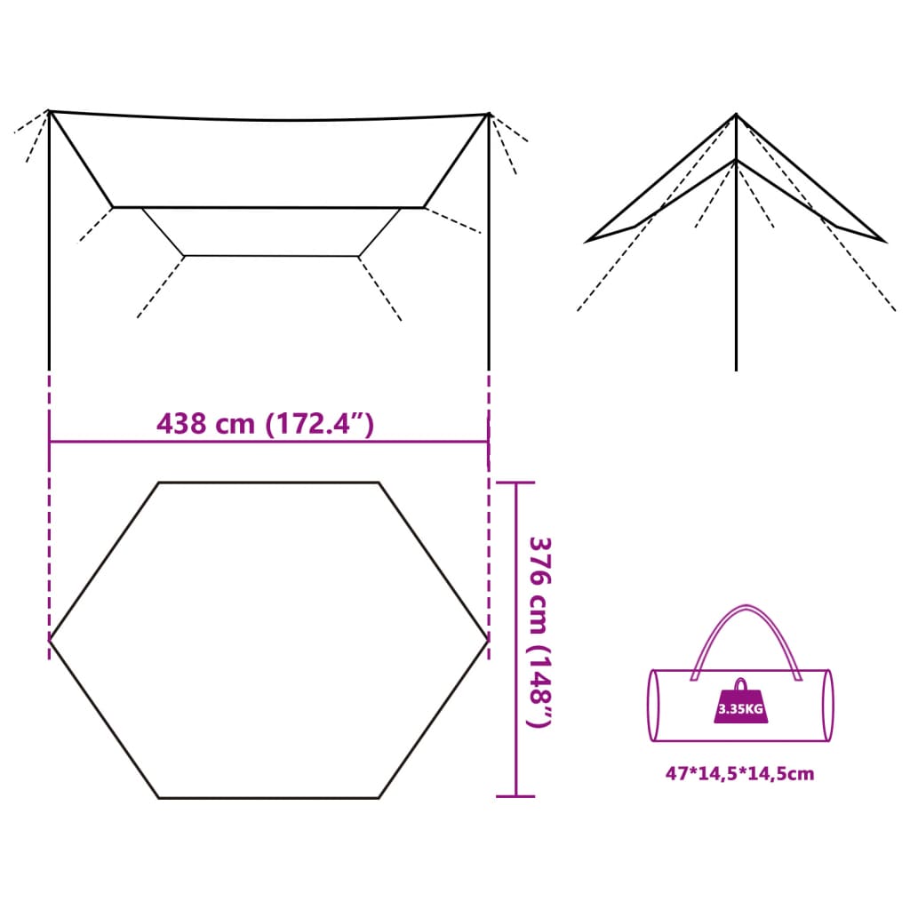 Tarp Olivgrün 438x376x212 cm Wasserdicht