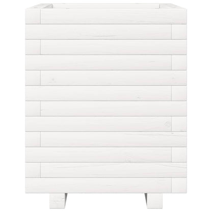 Pflanzkübel Weiß 40x40x49,5 cm Massivholz Kiefer