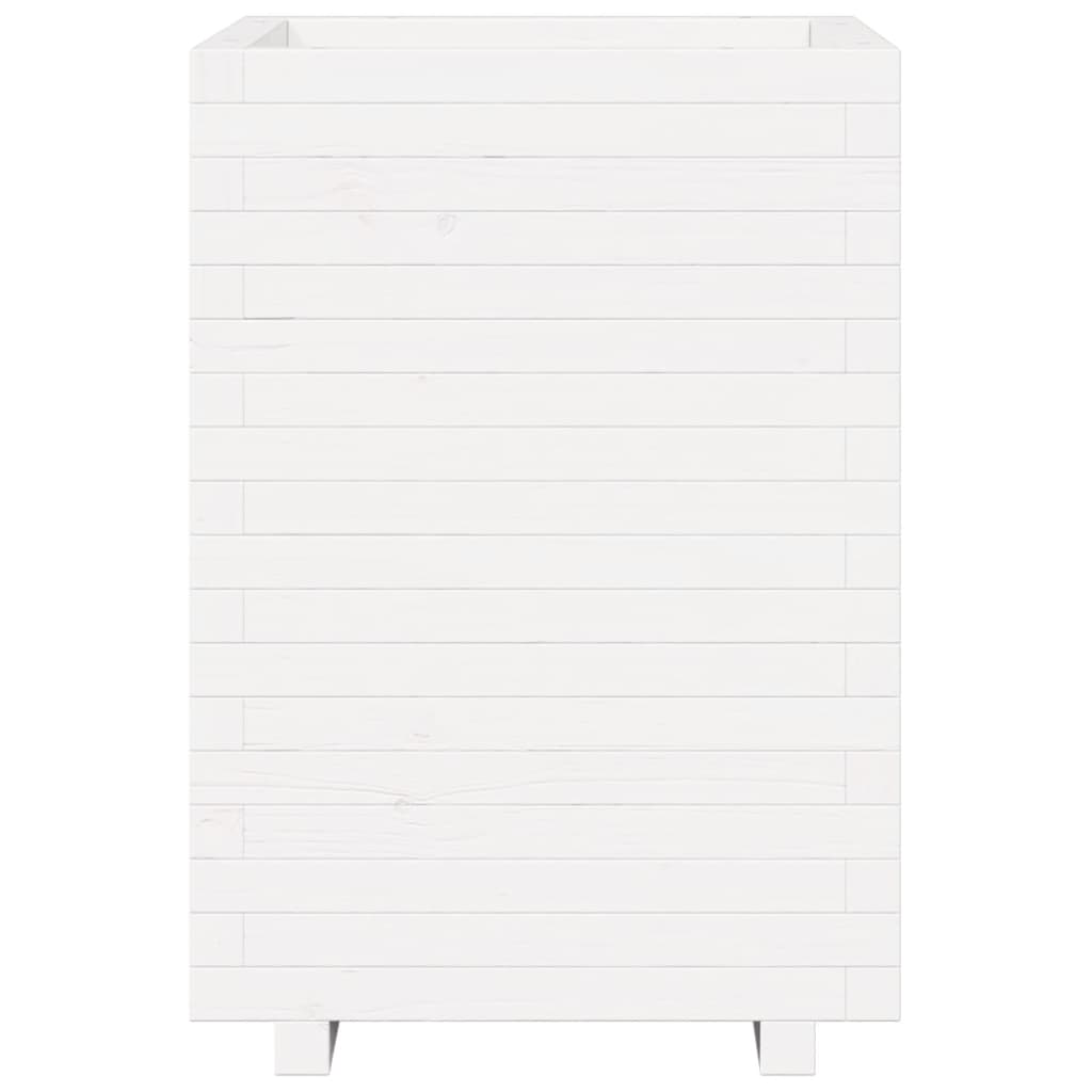 Pflanzkübel Weiß 50x50x72,5 cm Massivholz Kiefer