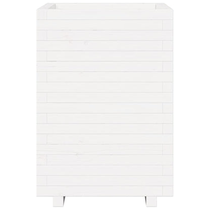 Pflanzkübel Weiß 50x50x72,5 cm Massivholz Kiefer