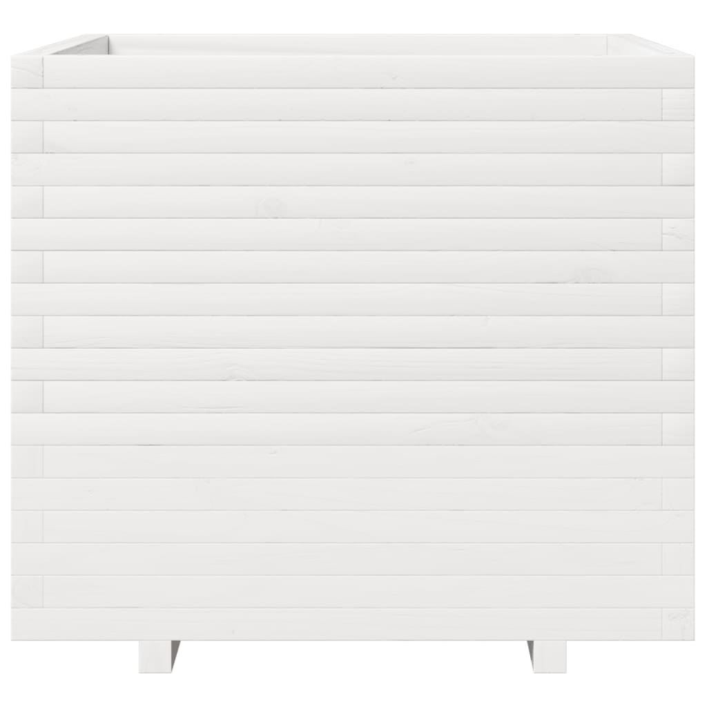 Pflanzkübel Weiß 80x80x72 cm Massivholz Kiefer