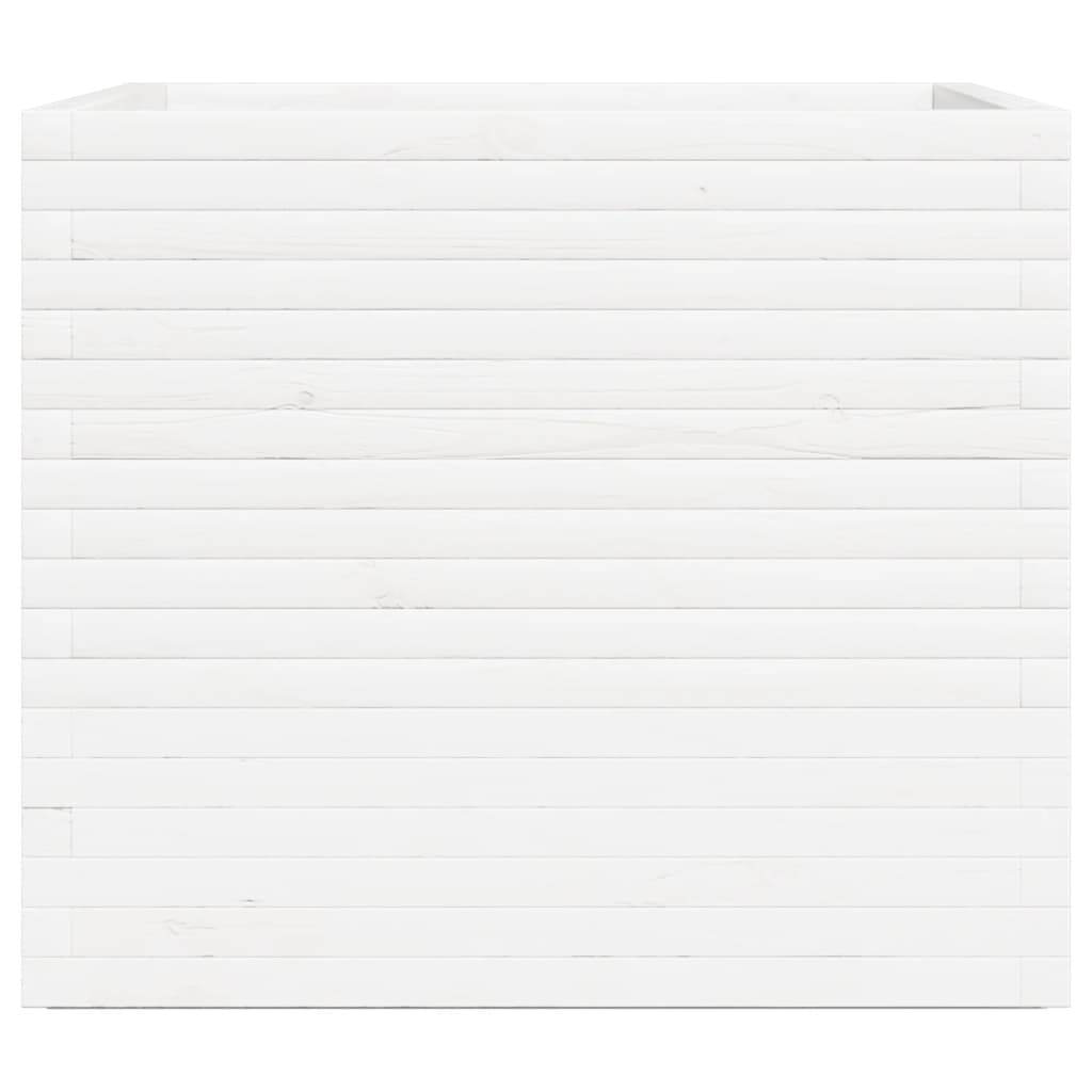 Pflanzkübel Weiß 80x80x72 cm Massivholz Kiefer