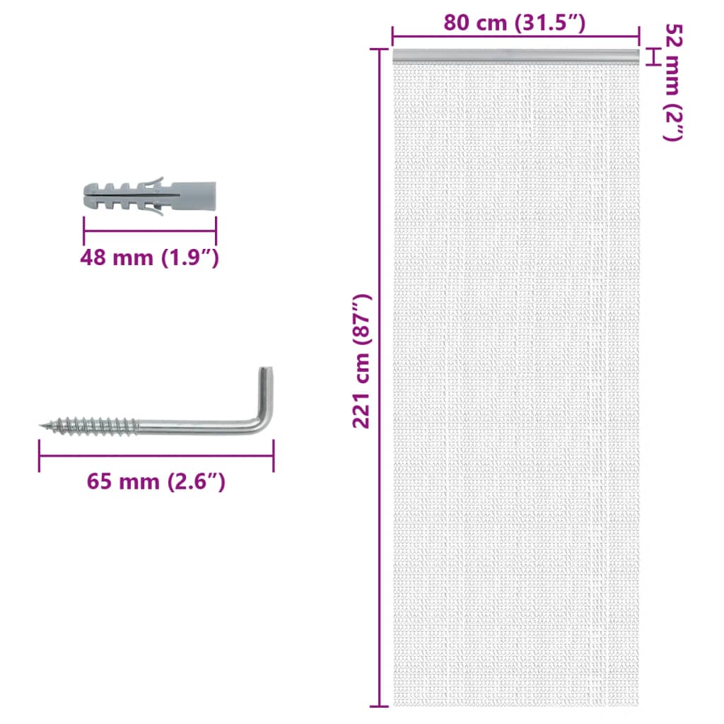 Türvorhang aus Ketten 80x221 cm Aluminium