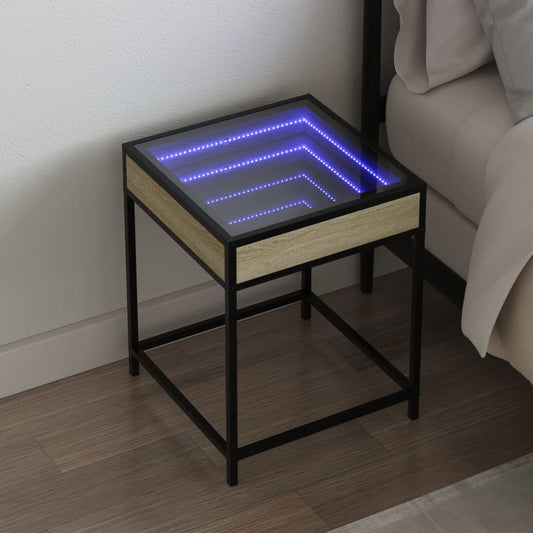 Nachttisch mit Infinity-LED Sonoma-Eiche 40x40x51 cm