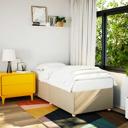 Bettgestell ohne Matratze Creme 90x190 cm Stoff