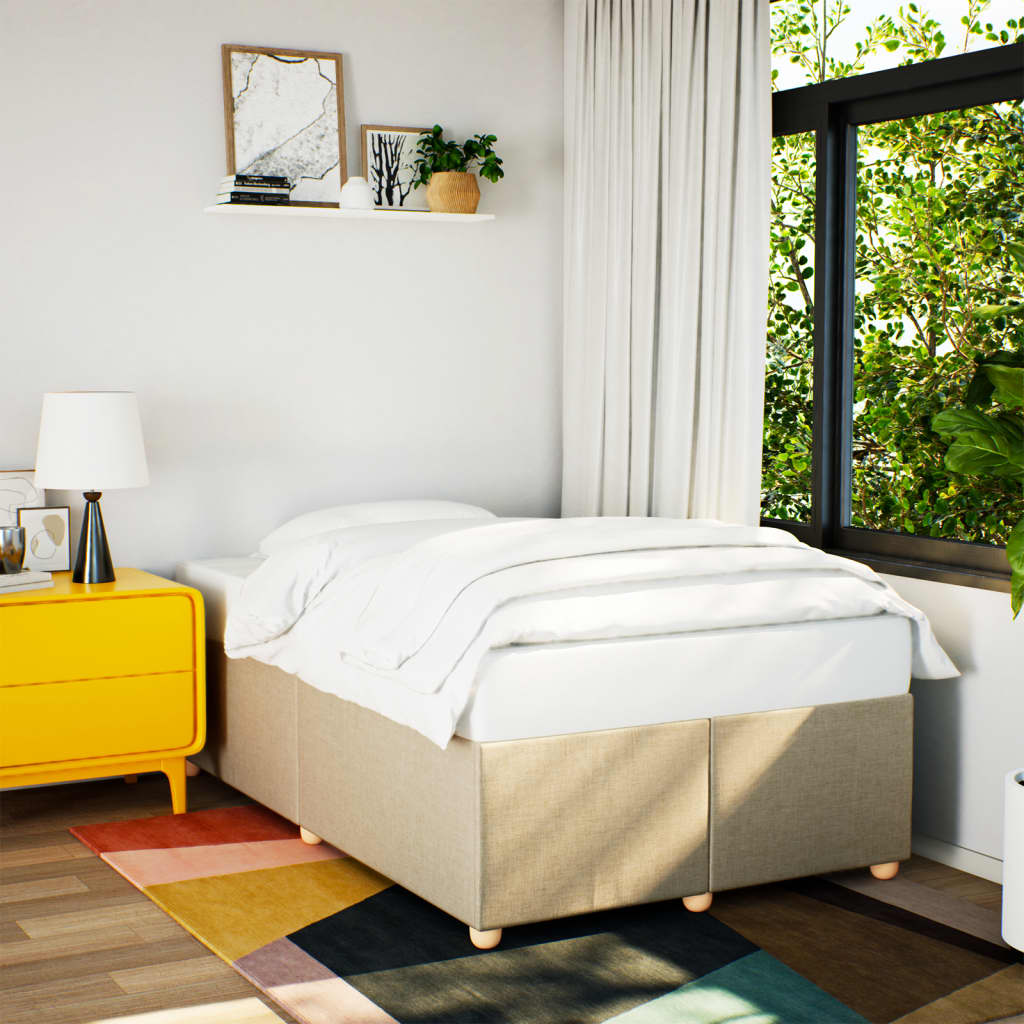 Bettgestell ohne Matratze Creme 120x190 cm Stoff