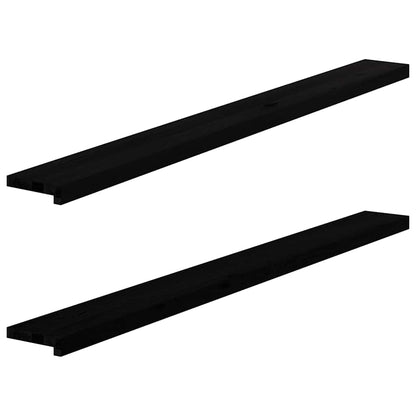 Fensterbänke 2 Stk. Dunkelbraun 160x15x2 cm Massivholz Eiche