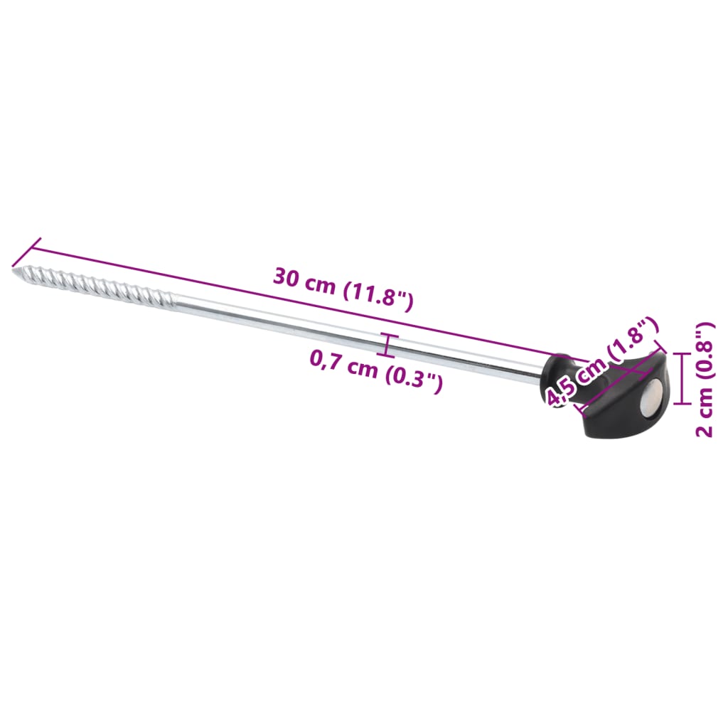 Zeltheringe 24 Stk. 30 cm Ø7 mm Verzinkter Stahl