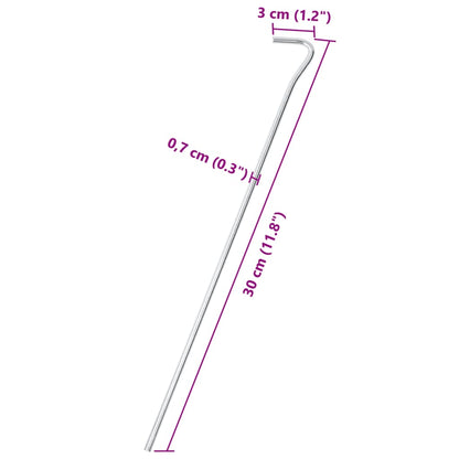 Zeltheringe 50 Stk. 30 cm Ø7 mm Verzinkter Stahl