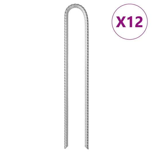 Zeltheringe 12 Stk. U-Form 37 cm Ø10 mm Verzinkter Stahl